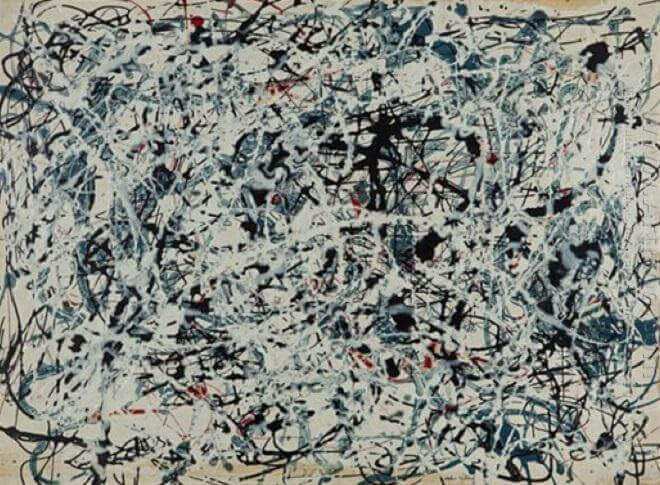 Composition (White, Black, Blue and Red on White), 1948 by Jackson Pollock